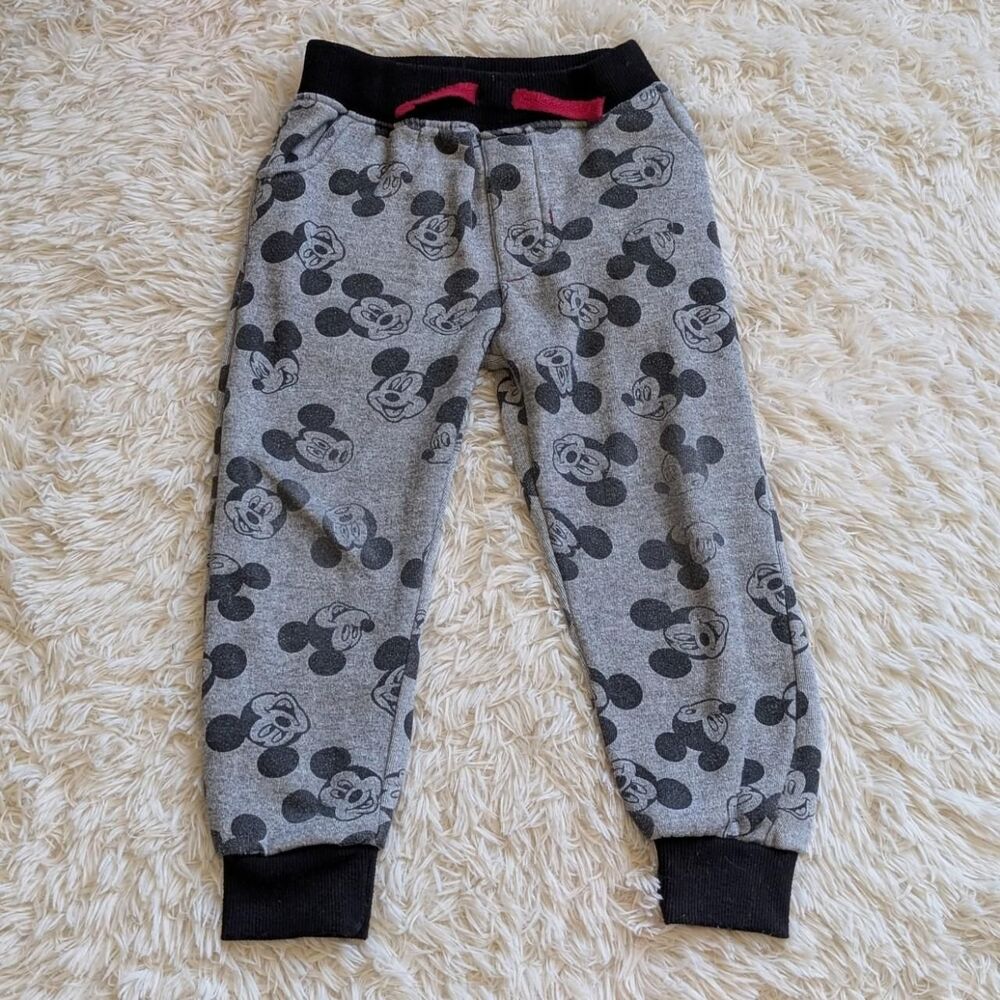 Disney Boys Size 3T Mickey Mouse Heather Gray Elastic Waist Jogger Sweatpants